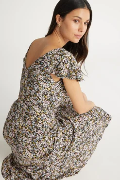 Anna Bias Cut Frill Detail Dress
