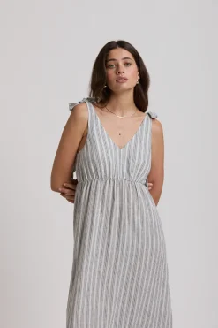 Elementary Anchor Tiered Linen Blend Dress