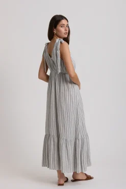 Elementary Anchor Tiered Linen Blend Dress