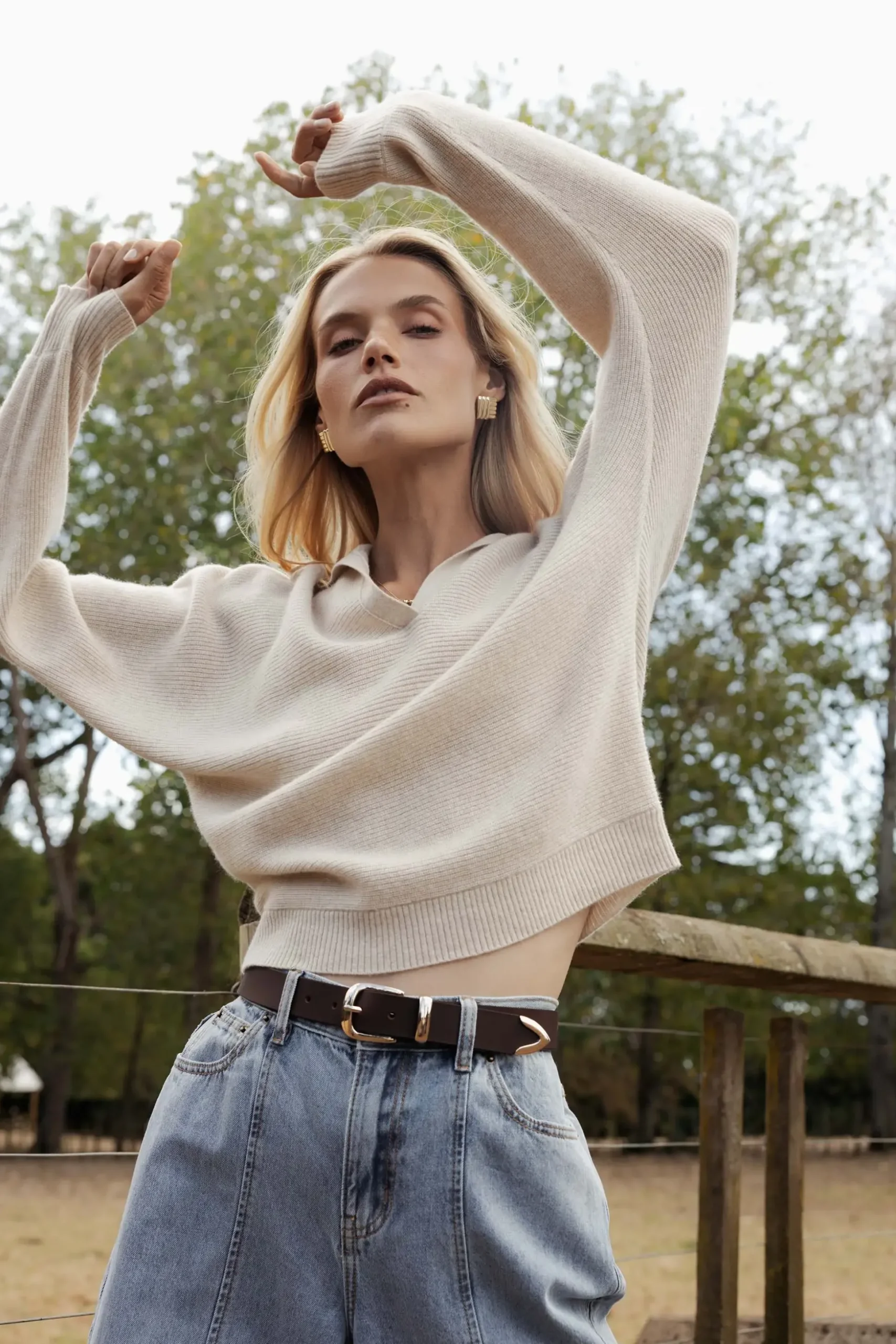 Elementary Cashmere Blend Henley Sweater
