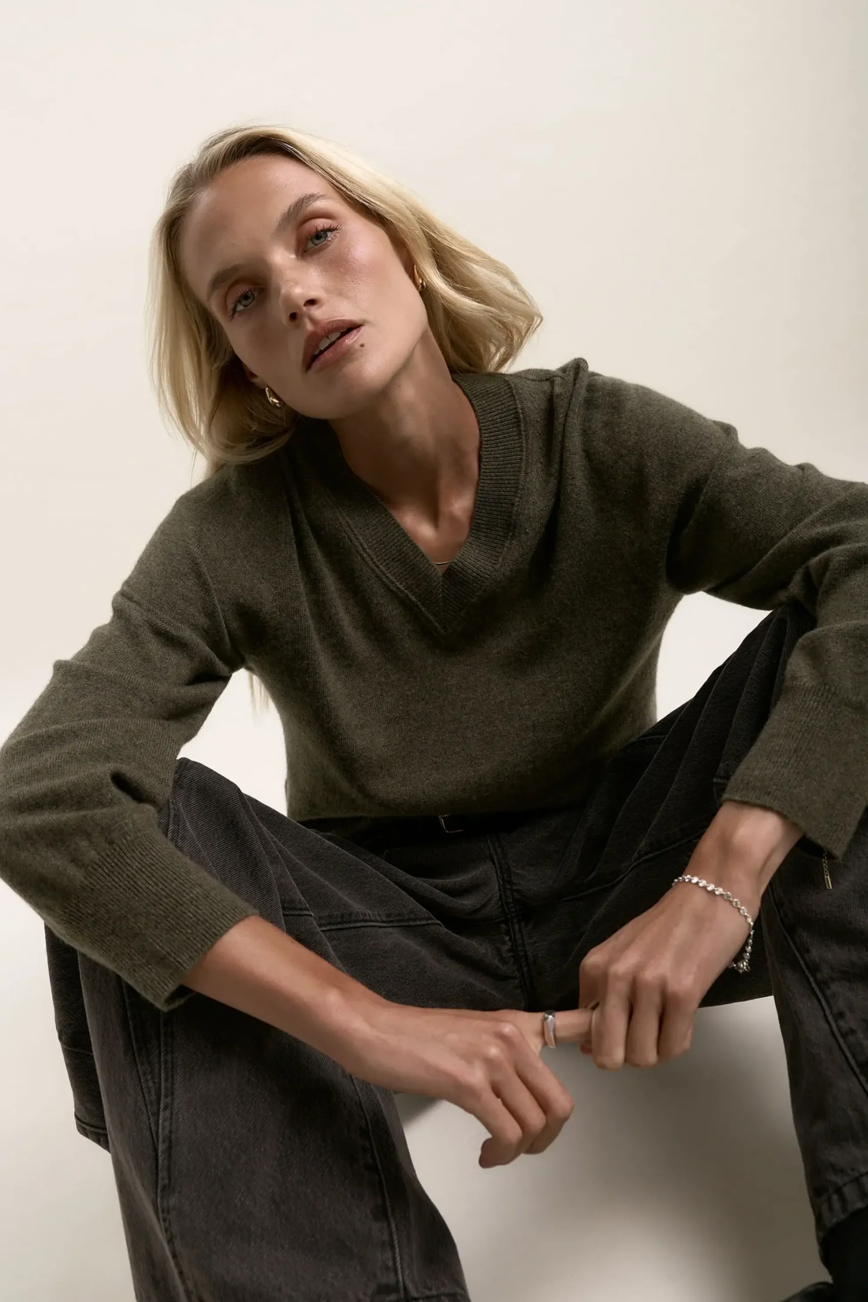 Elementary Cashmere Blend V Neck Sweater