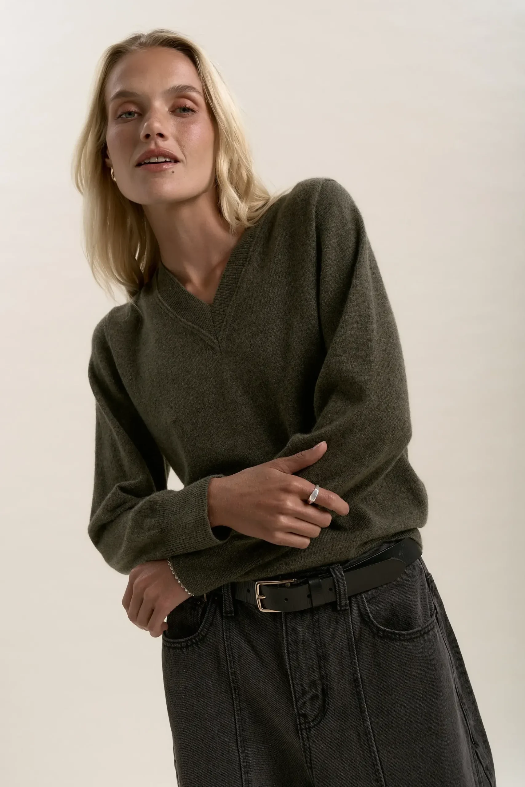 Elementary Cashmere Blend V Neck Sweater
