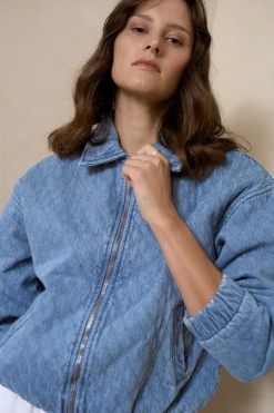 Elementary Denim Quilted Bomber Jacket