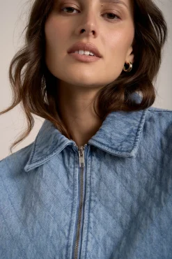 Elementary Denim Quilted Bomber Jacket