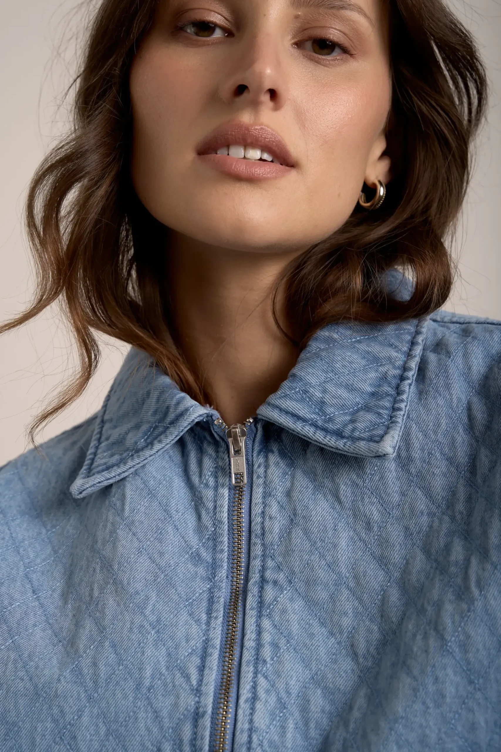 Elementary Denim Quilted Bomber Jacket