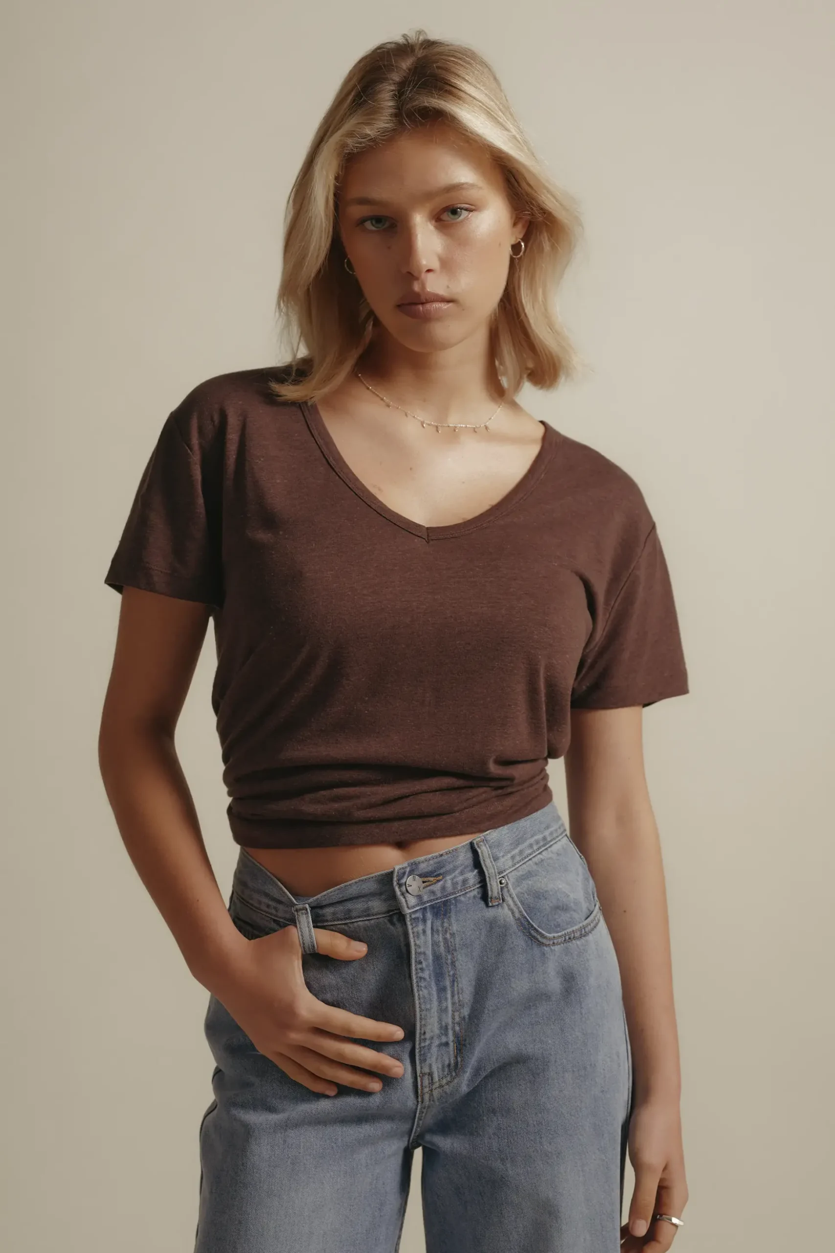 Elementary Esther Hemp Blend V Neck Tee