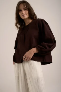 Elementary Pleated Linen Top