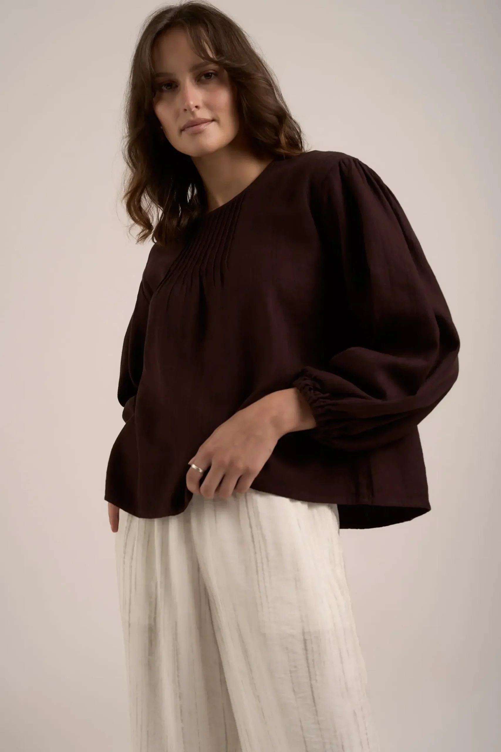 Elementary Pleated Linen Top