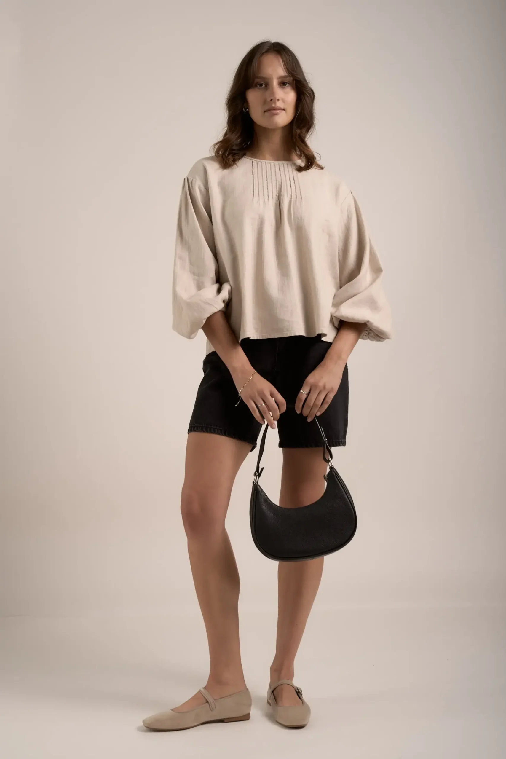 Elementary Pleated Linen Top