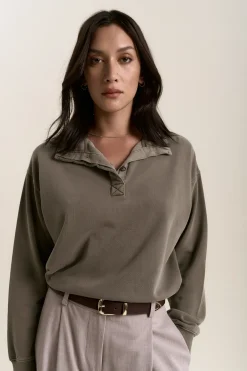 Elementary Slouchy Henley Sweater