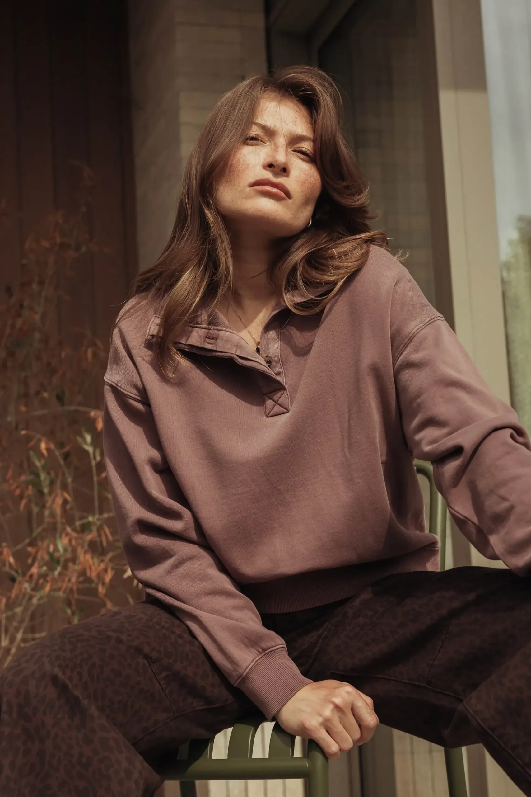 Elementary Slouchy Henley Sweater