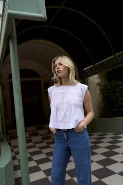 Elsie Stitch Detail Shell Top