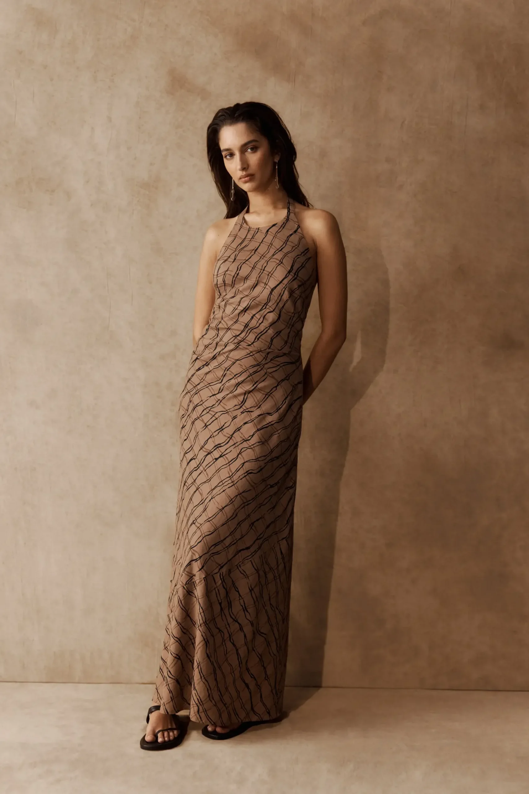 Keira Halter Neck Linen Dress