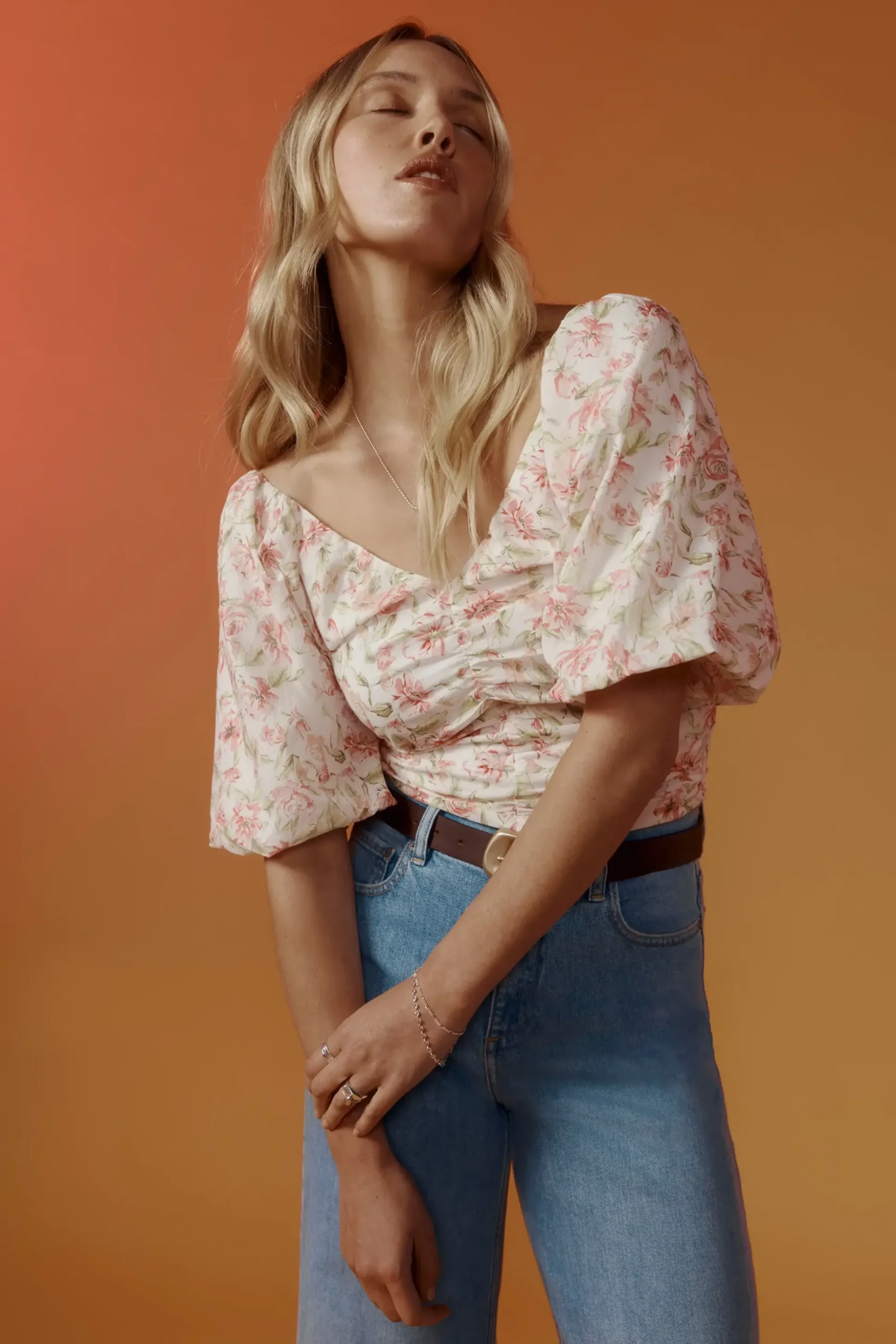 Petal Puff Detail Blouse