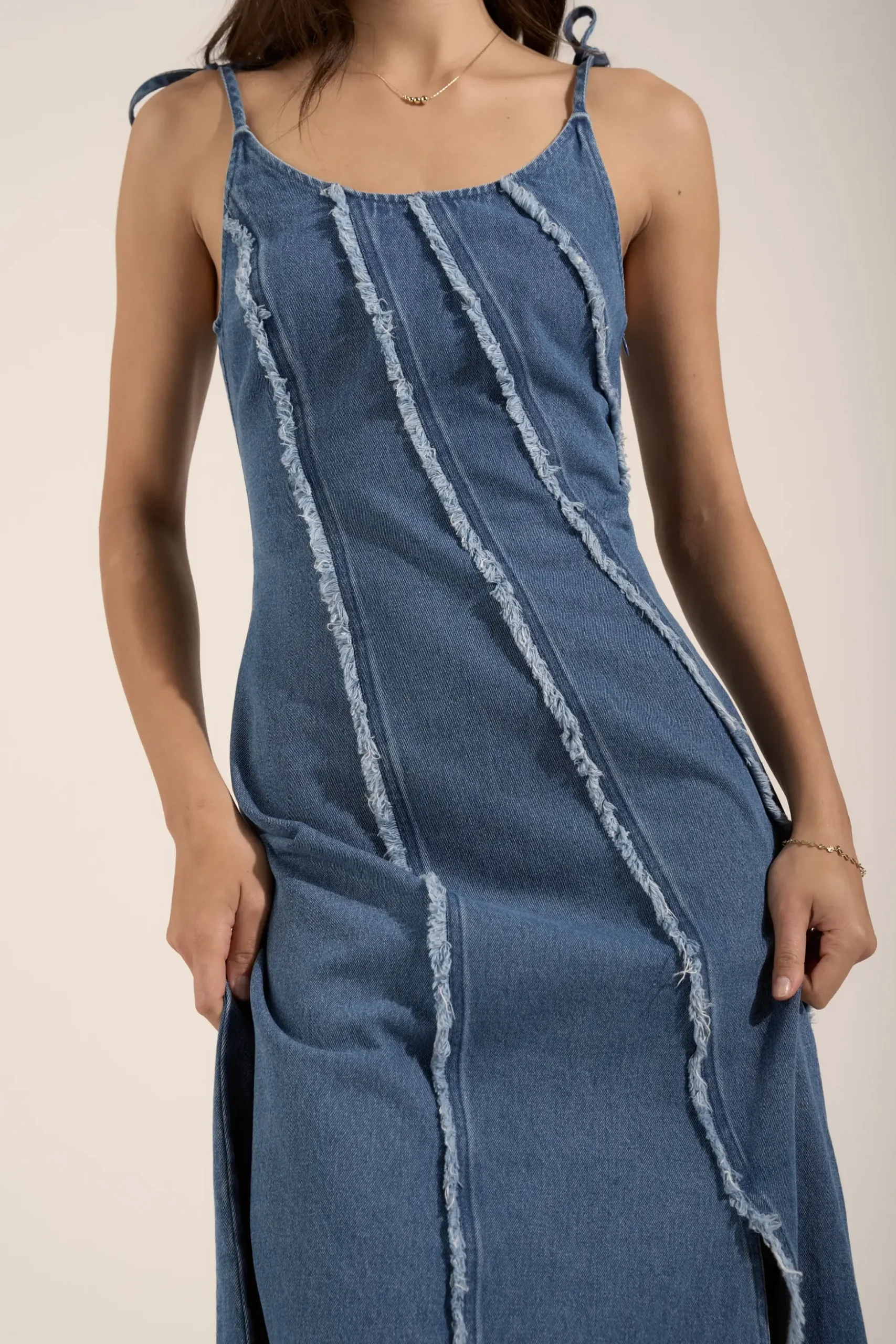 Rosa Denim Panel Detail Dress