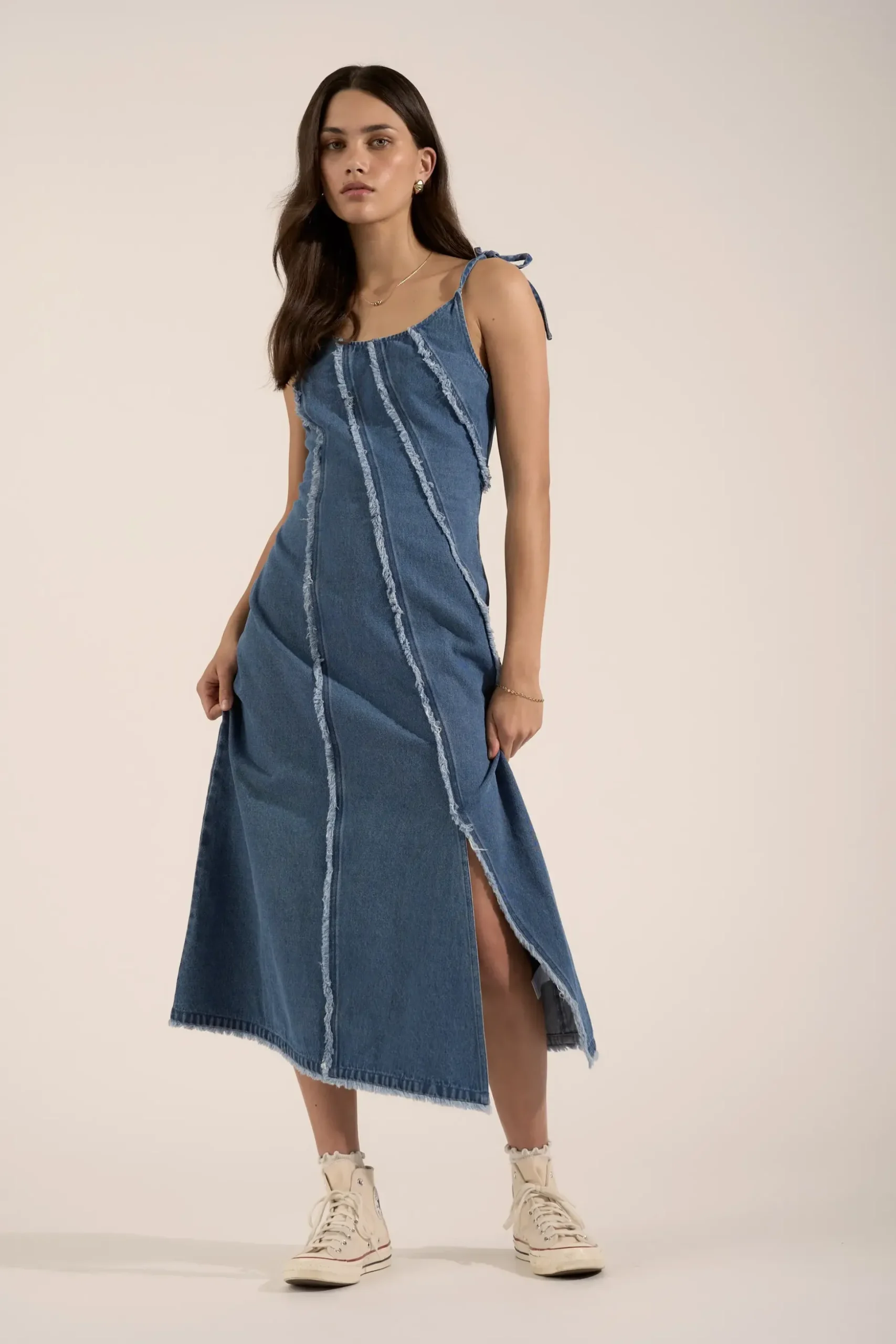 Rosa Denim Panel Detail Dress