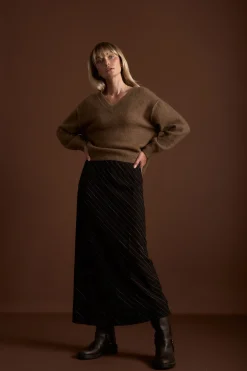 The Pinstripe Slip Skirt