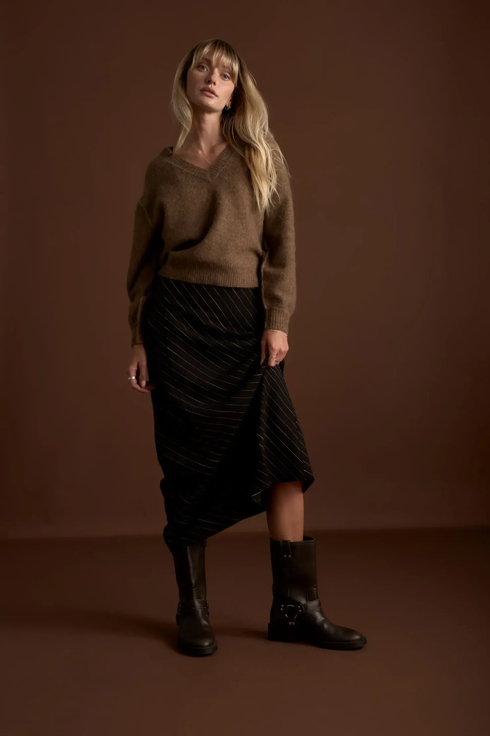 The Pinstripe Slip Skirt