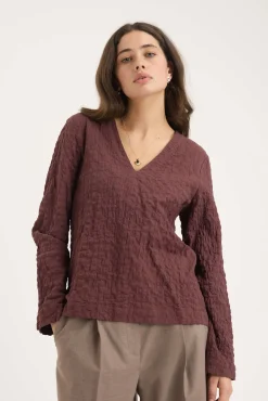The Textured V Neck Top