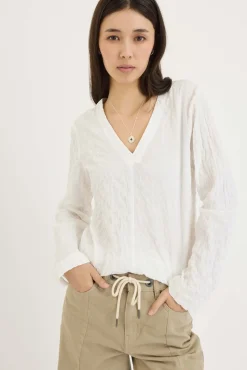 The Textured V Neck Top