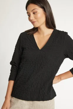 The Textured V Neck Top