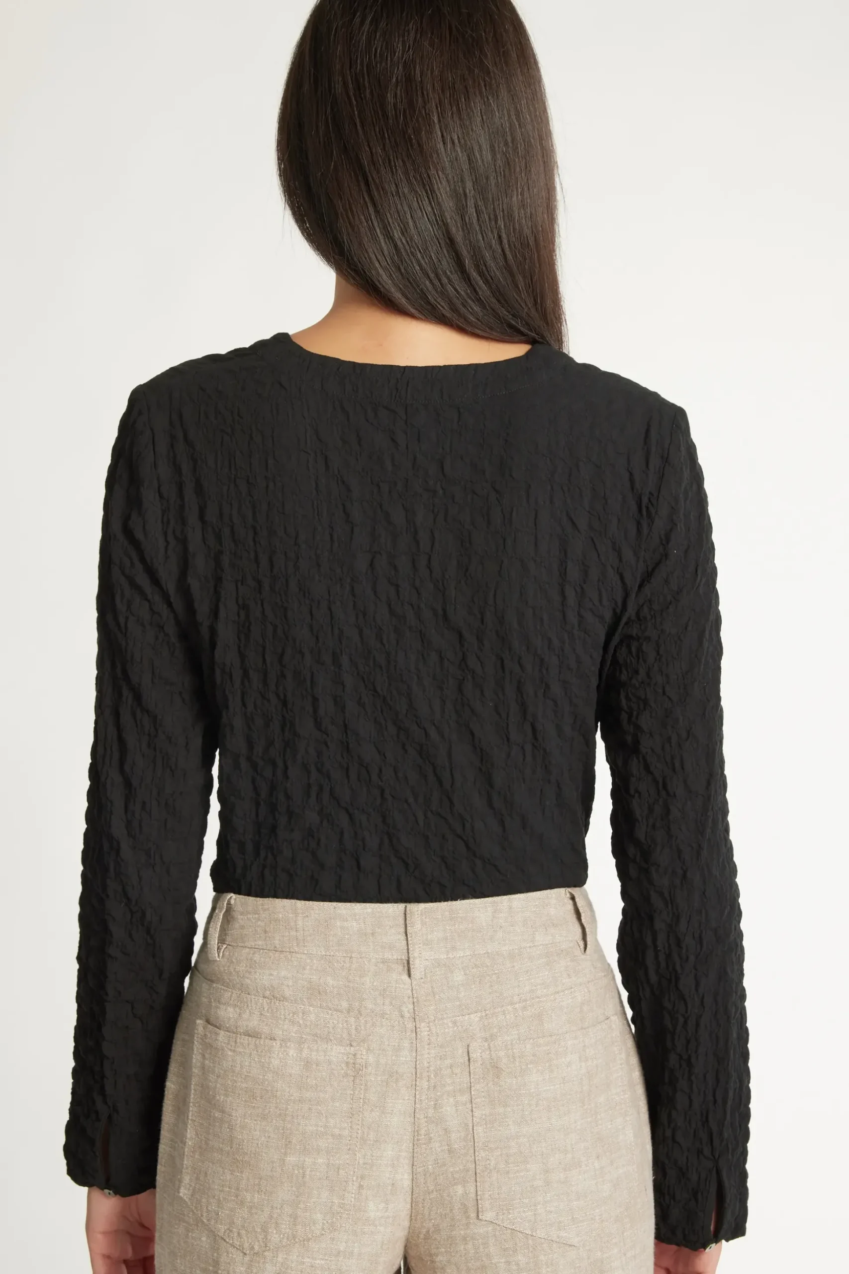 The Textured V Neck Top