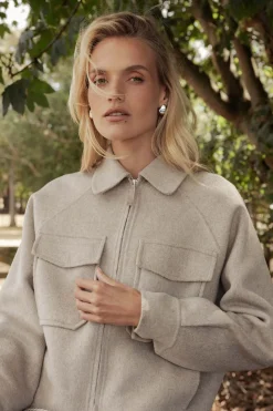The Zip Front Wool Blend Cropped Coat