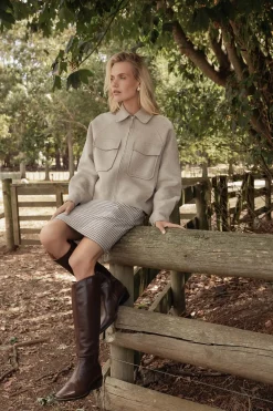 The Zip Front Wool Blend Cropped Coat