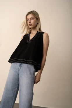 Wren Contrast Stitch Sleeveless Top